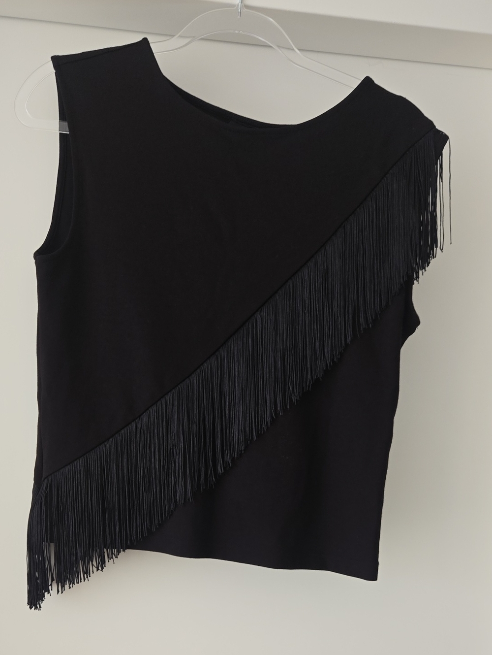 W5 Black Fringe Accent Sleeveless Dress Top Shirt
